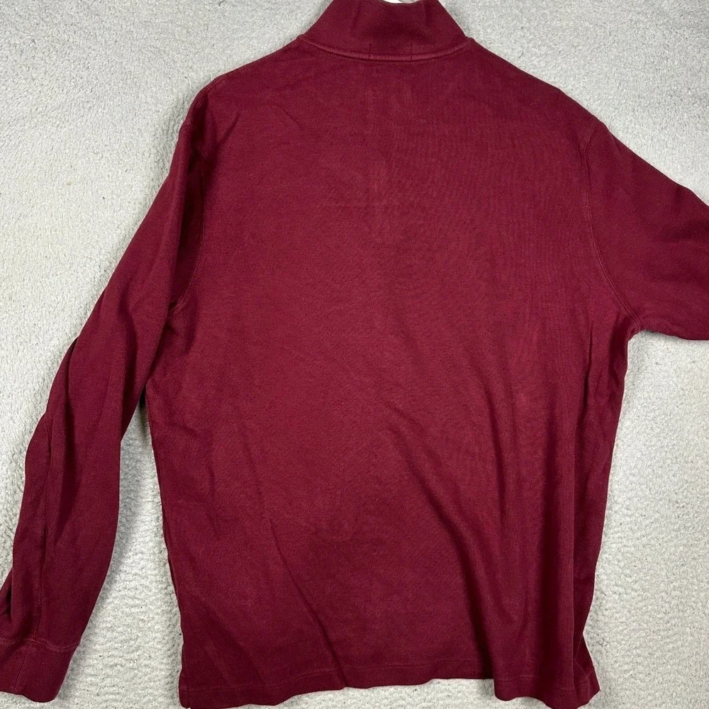 Polo Ralph Lauren Sweater Mens XL Burgundy Estate Rib Quarter Zip Flesh Pony EUC